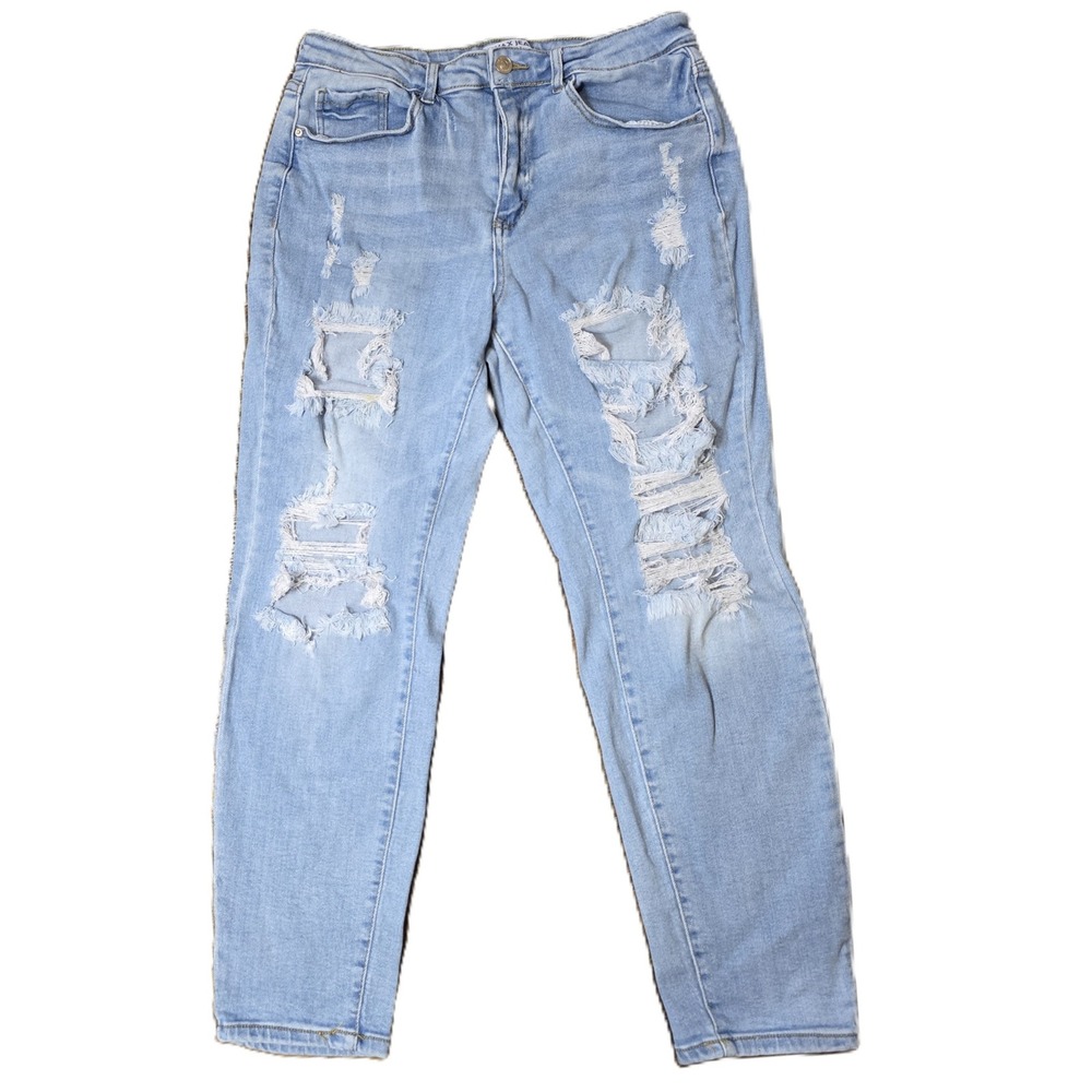 WAX Jeans Collection Womens Distressed Light‎ Wash Denim Jeans Size 11/30